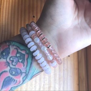 Light pink rose and gold colored bracelet bundle